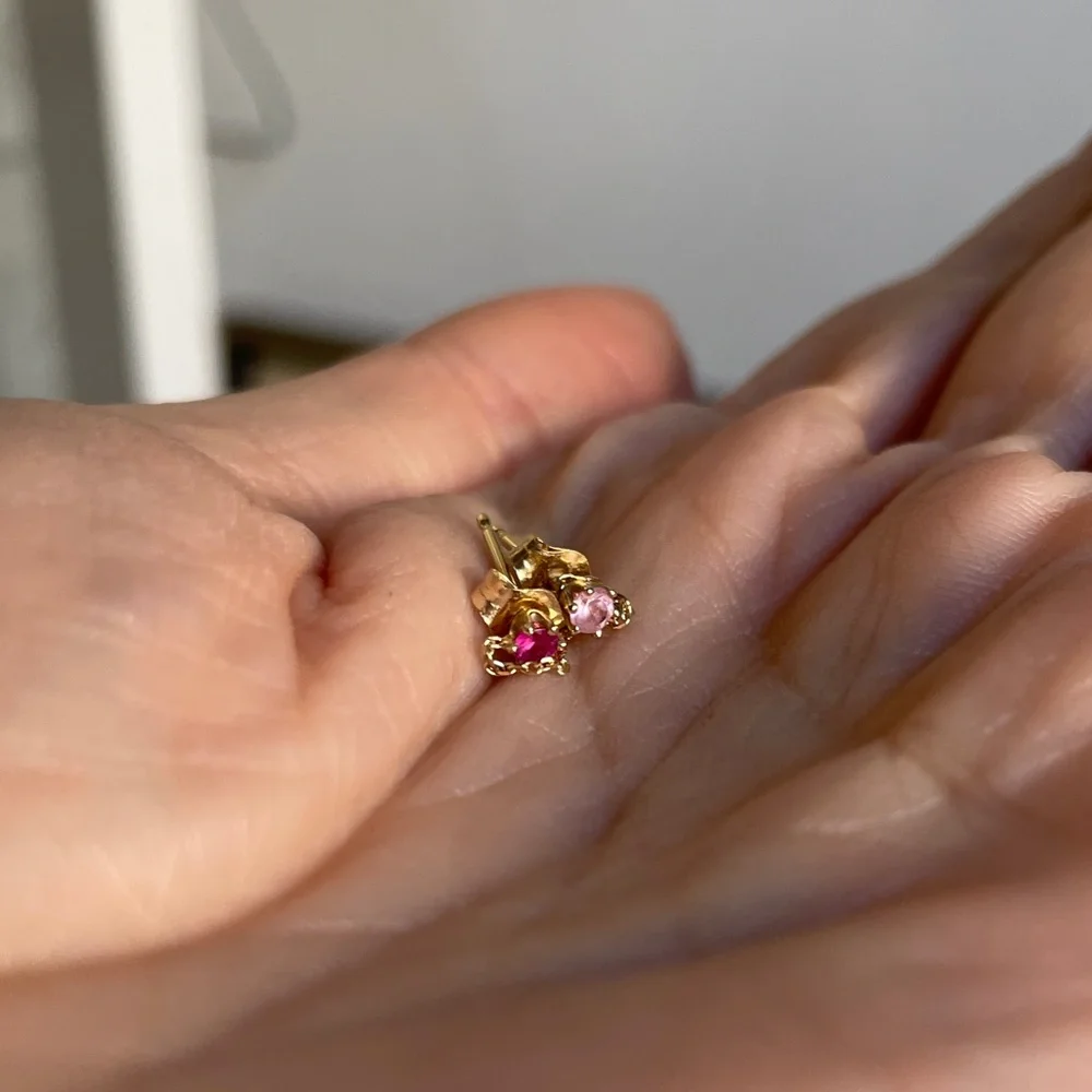 Double Pink Sapphire Draped Earring - Picture 6 of 6